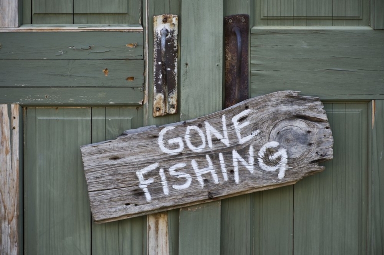 Gone Fishing sign.