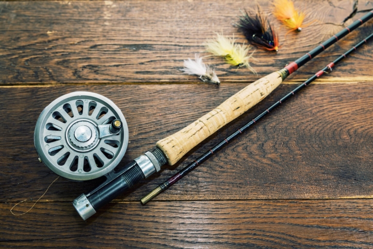 Fishing rod, reel and lures.